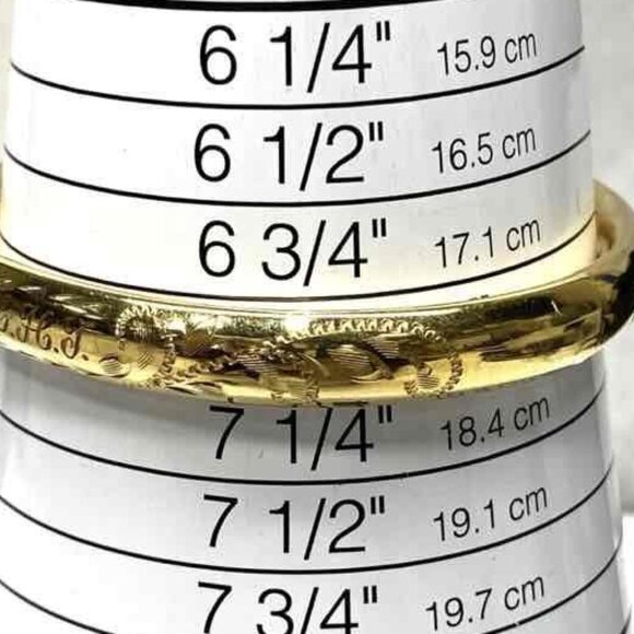 Vintage 14KT Gold Filled Floral & Initials Engraved Hinged Bangle Bracelet - Picture 7 of 7